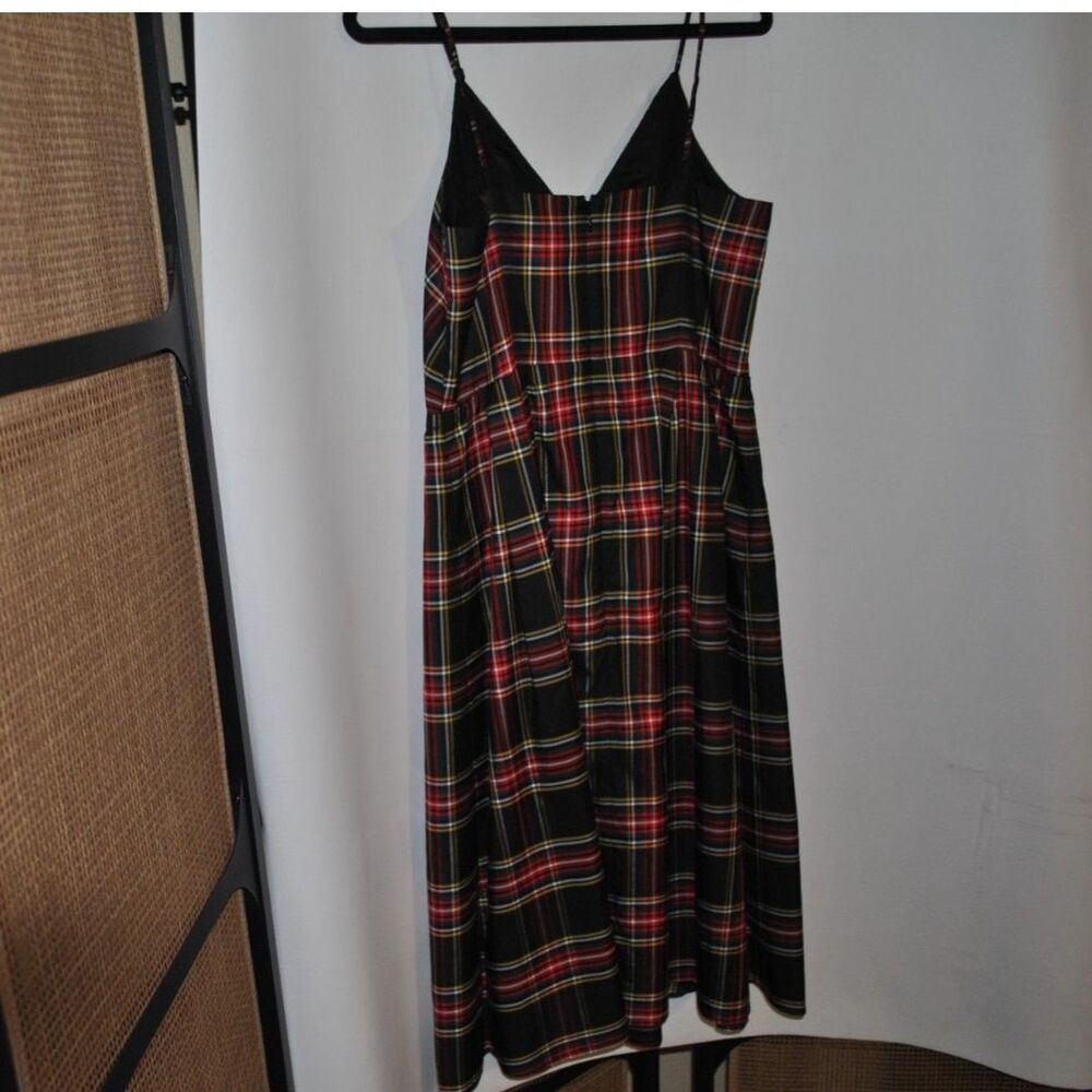 J. Crew Black Stewart Tartan Spagetti Stap Dress Size 8 - Picture 3 of 13